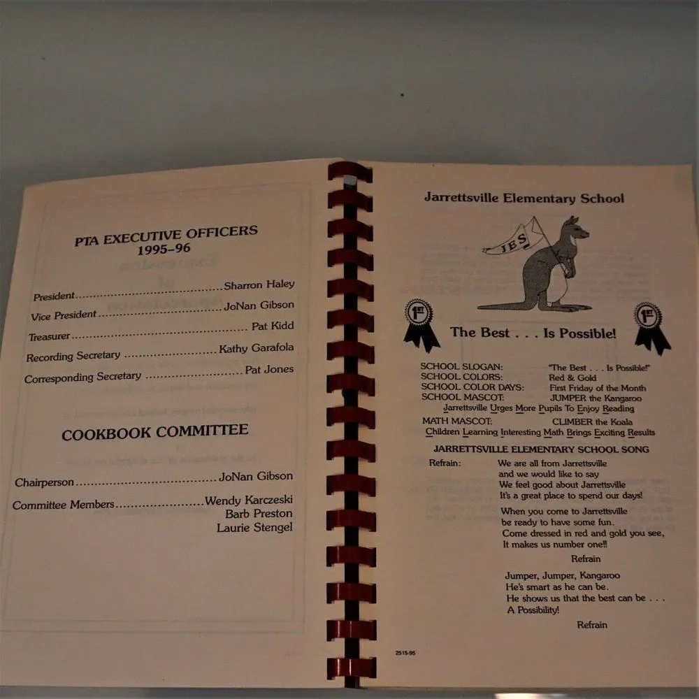Vintage 1995 PTA Cookbook Jarrettsville Elementary School The Best Is Possible